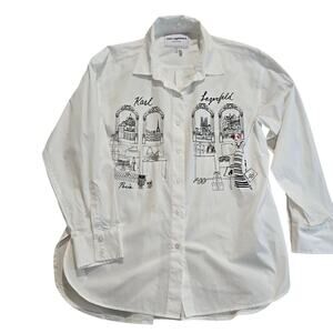 Karl Lagerfeld Paris Long Sleeve Silver Charm Classic Button-up Shirt Size L